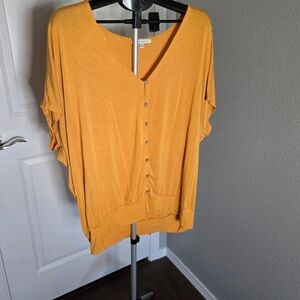 Purple Snow Mustard Button-Up Blouse